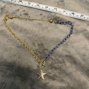 Star Eclipse Necklace Gold Metallic Denim by BAR by Alexa Rae